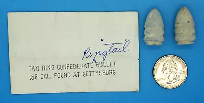 2 Gettysburg Sharps Carbine .58 Caliber Lead Ringtail Bullets Orig Civil War Era • $9.99