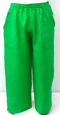 PLUS SIZE LA BASS GREEN LINEN 2 PATCH POCKETS BAGGY PANTS/TROUSERS Size 20-24 • $82.09