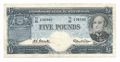 Australia 5 Pounds Coombs-Wilson Reserve R.50 Crisp AVF Note • $41