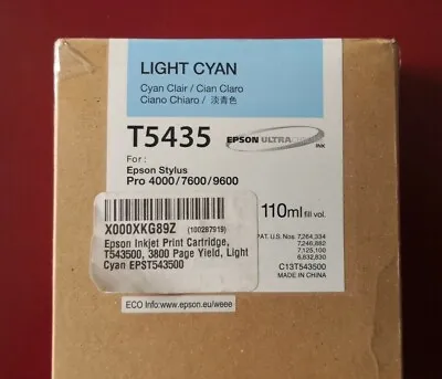07/2010 NIB Epson Genuine 110ml Ink T5435 Light Cyan Stylus Pro 4000/7600/9600 • $88.89