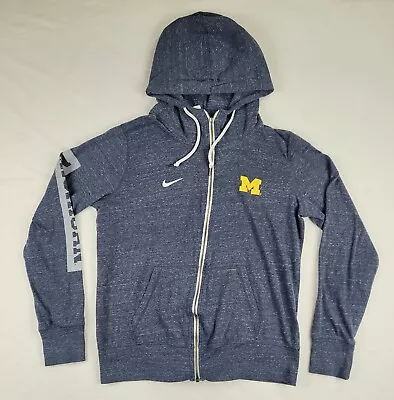 Michigan Wolverines Nike Jacket Hoodie Womens Large Full Zip Blue FLAW • $9.99