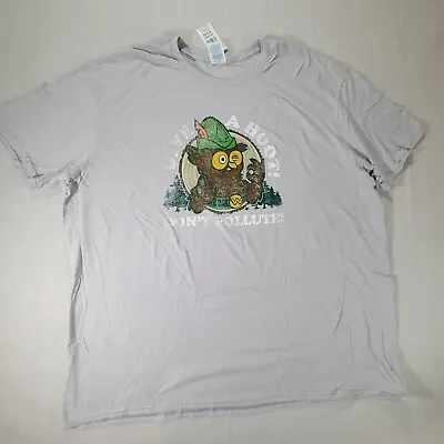 Woodsy The Owl Give A Hoot Don't Pollute Silver Distressed Look 2XLarge T-shirt • $10.39