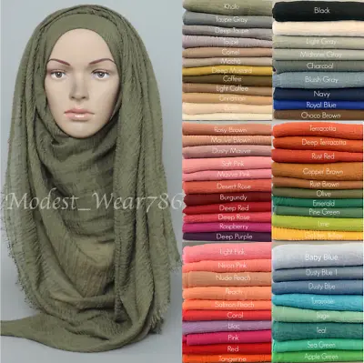 Premium Viscose Maxi Crinkle Hijab Scarf Shawl Islam Muslim Headcover 180x100cm • $7.50