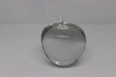 $35 • Buy Signed Val St. Lambert Crystal Apple Clear Glass Paper Weight
