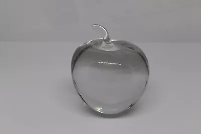 $35 • Buy Signed Val St. Lambert Crystal Apple Clear Glass Paper Weight