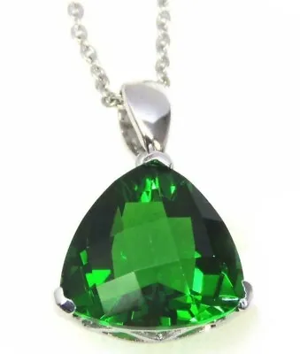 P71313S Mt St Helens Green Helenite May Birthstone Trillion S. Silver Pendant • $42