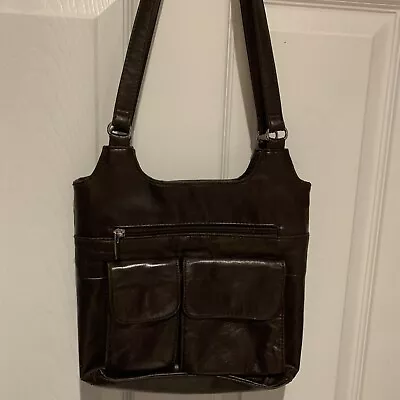 Cabin Creek Black 100% Lambskin Leather Handbag Shoulder Bag Purse Tote.      J • $7.99