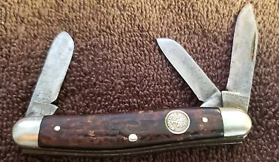 Vintage Collectable Boker Tree Brand 3 Blade Black Bone Handle Pocket Knife  • $55