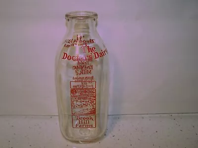 Rare Quart Milk Bottle Brook Hill Farms Chicago Illinois The Doctor's Dairy • $29.95