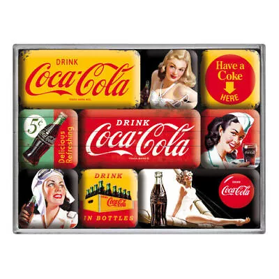 9pc Nostalgic Art Coca-Cola Magnet Set - Home Kitchen Fridge Decor - Licensed • $23.90