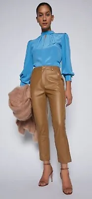 $850 • Buy Scanlan Theodore Tux Camel Leather Trousers, In Aus Size 6-8 FREE POSTAGE
