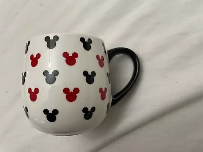 Disney Mickey Mouse Red/Black Ears White Porcelain Barrel Coffee Mug Cup • $7.99