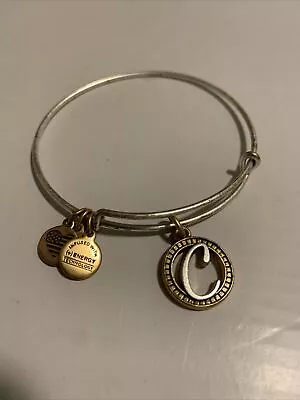 Alex & Ani Letter C Charm Expandable Bangle Bracelet Two Tone Silver Gold J18 • $12.99