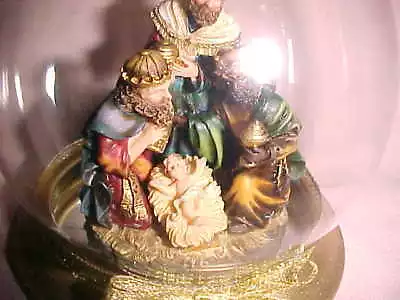 Glass Globe With The Nativity Set Inside The Kings And Baby Jesus. • $29.50