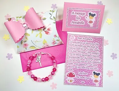 Personalised Tooth Fairy Letter Bracelet Gift Box  First Tooth  Tooth Fairy • £4.75