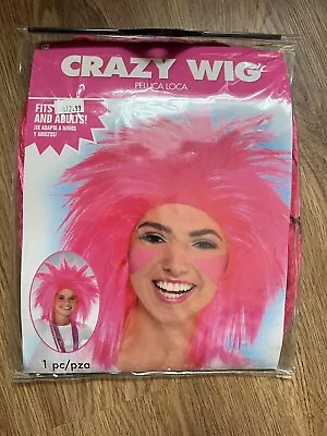 Crazy Party Wig Costume Accessory Adult Halloween Pink • $15.39