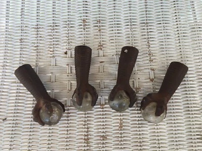 $36 • Buy Four Ribbed Vintage Victorian  Ball Claw Piano Seat Parlor Stool Metal Feet