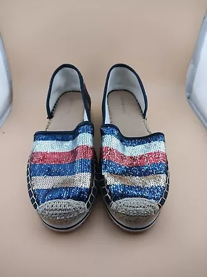 Tommy Hilfiger Carliss2 Platform Espadrille Flats Size 9 Sequins Shine! USA • $14.98