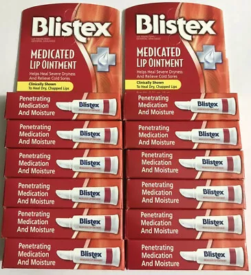 12 Pieces Of Blistex Medicated Lip Balm SPF 15 0.15oz Prevent Dry Lips Medex Red • $25