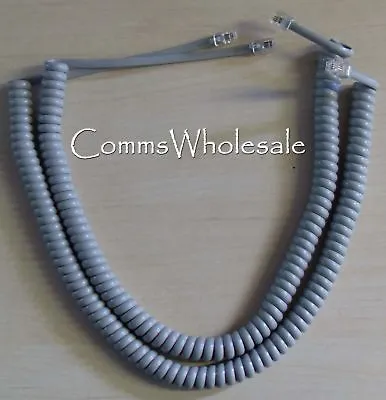 Grey Meridian Norstar Option Nortel BCM Handset Curly (Coiled) Cord X 2 • £3.99