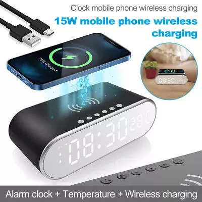$38.93 • Buy 15W Alarm Clock Temperature Wireless Charger For IPhone Qi Fast Charging Dock AU