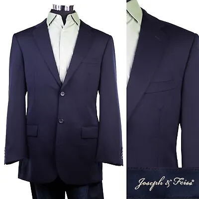 JOSEPH FEISS Mens Blue Sport Coat Jacket Blazer Wool Comfort Classic Size 41L • $29.75