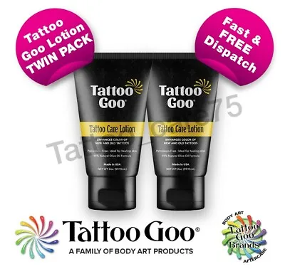 £12.99 • Buy Tattoo Goo Aftercare Lotion TWIN PACK 2X 60ml / 2oz With Healix Gold & Panthenol
