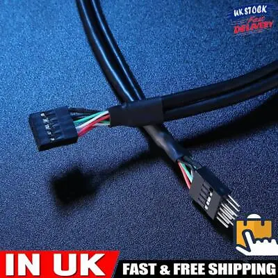 USB 2.0 9 Pin Male To 9 Pin Female Extended Cable 9pin USB Header Extension Cord • £5.29