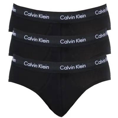 Calvin Klein U2661G-XWB 100% Authentic Mens Cotton HIP Briefs – 3 Pack Black • £29.99