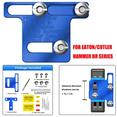 Generator Interlock Kit For Eaton / Cutler Hammer BR Series 100 Amp Panel • $27.99