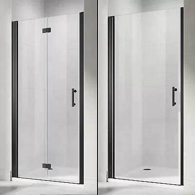 Black Frame Shower Enclosure Bi Fold/Pivot Door Frameless Wet Room Glass Cubicle • £128.99