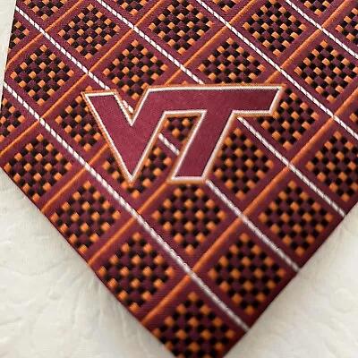 NEW Eagles Wings VT Virginia Tech Men's Tie Orange Geometric Logo 100% Silk • $14.88