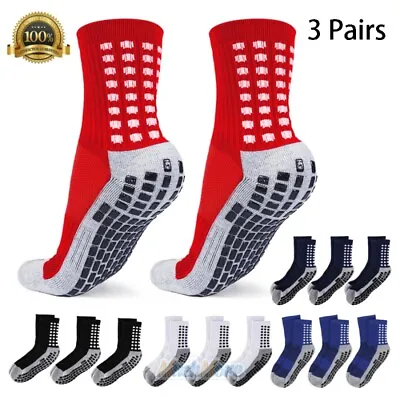 3Pairs Anti Slip Non Skid Slipper Hospital Sports Socks W/ Grips Unisex Adults • $15.73