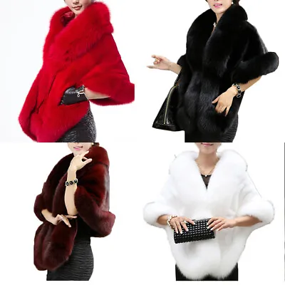 Women's Ladies Slim Faux Mink Fur Coat Warm Long Shawl Stole Wrap Shrug Scarf • $40.47