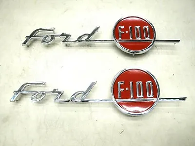 1955 55  Ford Truck Hood Chrome F100 Emblem Pair  New * • $88.99