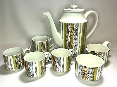 Vintage 1960s Midwinter Pottery Sienna Stripe 12 Piece Coffee Set Jessie Tait • £50