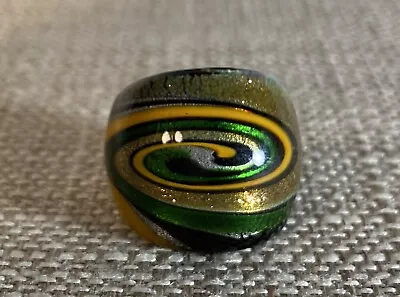 Chunky Murano Style Glass Ring Swirl Orange Gold  Green &Black • $20