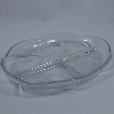 Mikasa Divided Glass Platter Oval Flowers 3 Sections Scalloped Edge Home Decor • $32