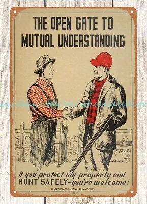 Garage Posters 1940's Open Gate Mutual Understanding PA Game Comm Metal Tin Sign • $18.96