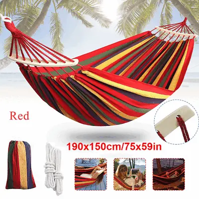 Portable Double Person Camping Hammock Tent Canvas Bent Stick Models Hanging Bed • $17.98