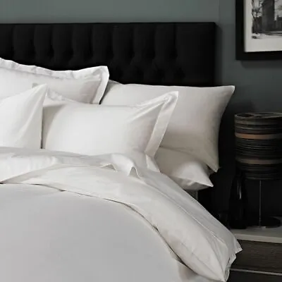 White Sateen Flat Sheets 100% Cotton 300TC Single Double King Super King • £23.99