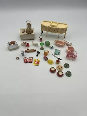 Vintage Dollhouse Decor Accessories Miniature Lot 25+ Pieces See Pictures • $45