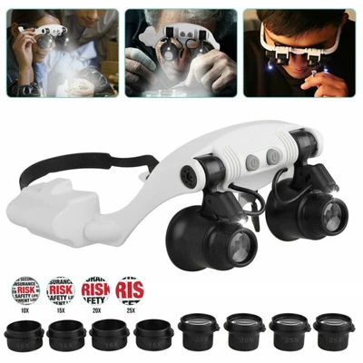 £16.28 • Buy Magnifying Glass Lens LED/Light Lamp Visor Head/Loupe Jeweler Headband Magnifier
