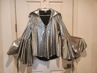 Elvis Silver Metallic Shirt Pants Ruffled Glitter Men’s Size Large Costume • $750