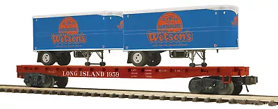 MTH 20-95567 Long Island Flatcar With Wetson's Trailers NIB Uncatalogued BONUS • $80