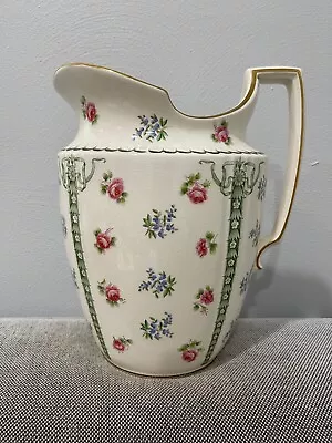 Antique Large Minton Porcelain Pitcher Vase Flowers Decoration Green Highlights • $225