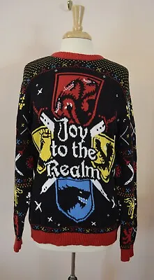 $19.99 • Buy NWT Game Of Thrones L Large BlackRed  Joy To The Realm  Cotton Christmas Sweater