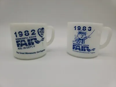 Rare Vintage 1982 - '83 Minnesota State Fair Coffee Mugs - Milk Glass • $65