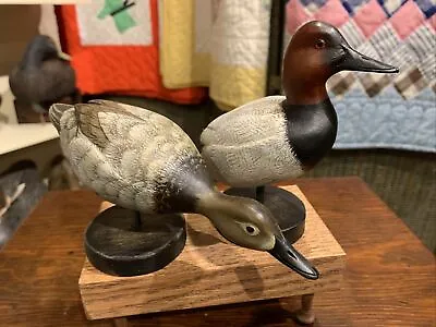 Great Pair Miniature Standing Canvasback Duck Decoys By John Wood  Vintage • $325