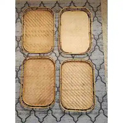 Vintage Pier 1 Rattan Boho Bamboo Trays 4 • $22